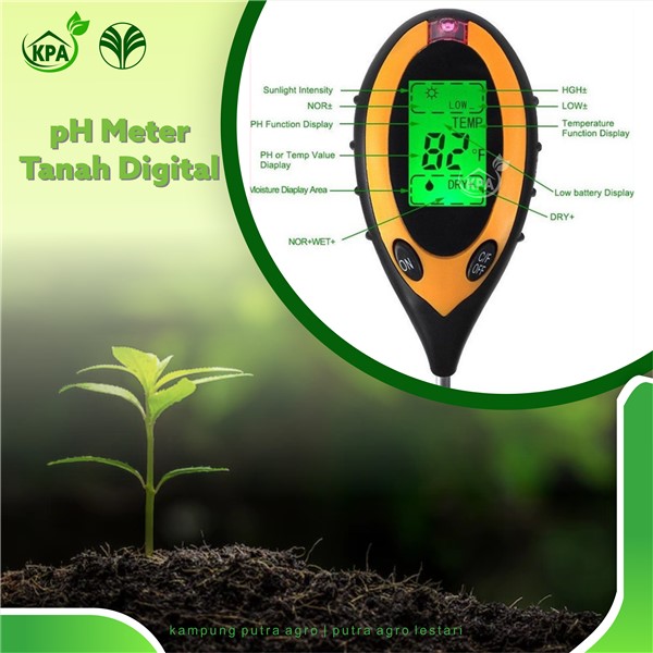PH Meter Tanah Digital Soil Analyzer 4 In 1 PH Moisture Light Temperature